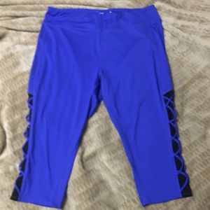 Blue exercise/yoga capris